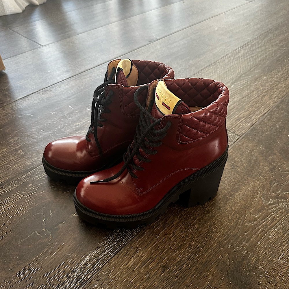 Gucci Burgundy ankle boot size 38.5 - Picture 1 of 5